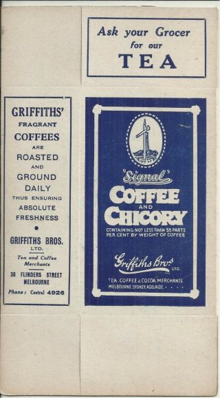Vintage Griffiths Bros 1/2 Lb Packet Signal Coffee & Chicory Packet Tea