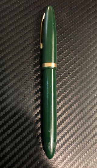 Vintage Sheaffer Fountain Pen Green Plastic 14k Gold 5 Feather Touch Nib