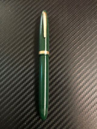 vintage SHEAFFER Fountain Pen Green Plastic 14K GOLD 5 Feather Touch NIB 2