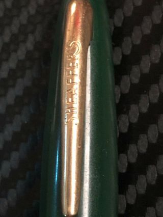vintage SHEAFFER Fountain Pen Green Plastic 14K GOLD 5 Feather Touch NIB 3