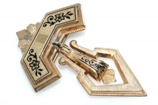 Victorian Gold Filled Black Enamel Tassel Drop Pin Brooch