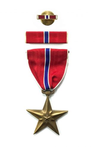 Wwii Us Army Navy Af Usmc Bronze Star Medal Slot Brooch Ribbon Lapel Pin Ww2