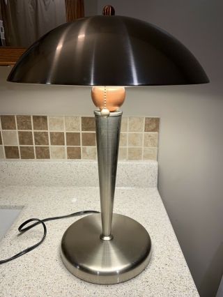 Vintage Ufo Atomic Mid Century Modern 20” Table Lamp Silvertone Retro