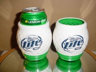 2 Vintage Miller Lite Beer Golf Ball Style Can Coozies Coolers