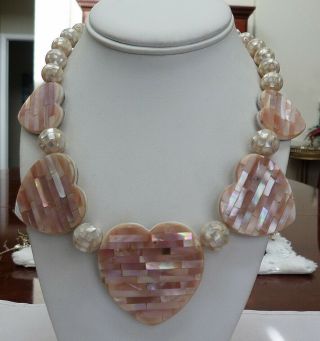 Dtr Jay King Mine Find Sterling Silver Reversible Mother Of Pearl Heart Necklace