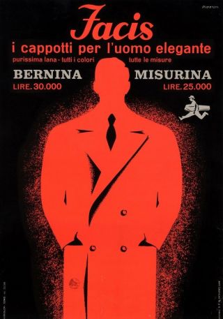 Vintage Italian Fashion Poster For " Facis " By Studio Testa 1930 