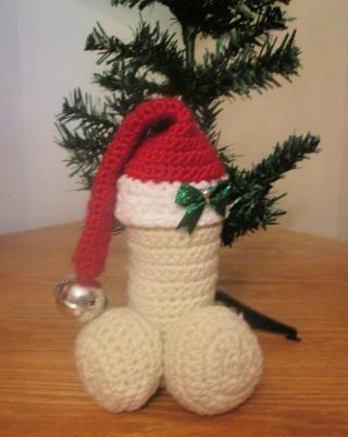 Santa Penis Doll,  Crochet Xmas Penis