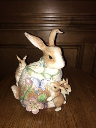 Fitz And Floyd Garden Rhapsody Rabbit Cookie Jar