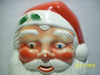 Vtg Noma Hard Plastic Santa Face / Head Flat Metal Back Christmas/holiday Light