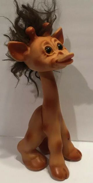 Rare Vintage Thomas Dam Giraffe Troll 1960s Signed Denmark 12 " Toy Animal Doll