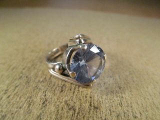 Lovely Vintage Sterling Silver & Blue Topaz Ring,  Size 6,  6g