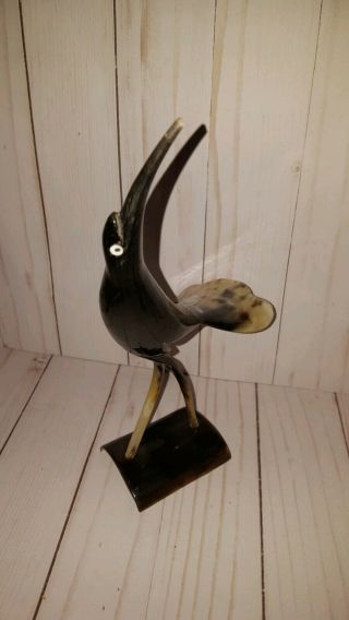 VINTAGE Hand Carved Bird Figurine made from a Natural Horn Figurine Decor 10 