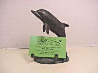 Dolphin Business Card Photo Holder Verdi Gris Nautical Beach Coastal