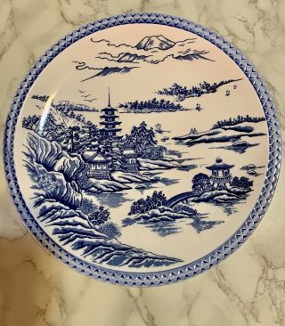 Vintage Japanese Blue And White Charger Plate