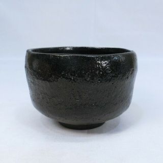 D953: Japanese Tea Bowl Of Old Kuro - Raku Pottery With Good Taste.