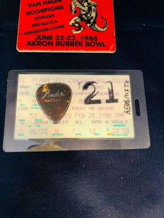 Vintage Concert Rock Music WMMS Aerosmith Guitar Pick Motley Crew Ticket Auto 2