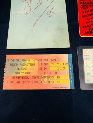 Vintage Concert Rock Music WMMS Aerosmith Guitar Pick Motley Crew Ticket Auto 3