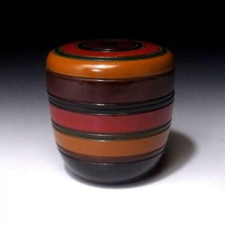 Wo12 Vintage Japanese Lacquered Natural Wooden Tea Caddy,  Natsume,  Tea Ceremony