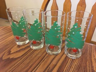 4 Vintage Dayton Hudson Confetti Christmas Tree Glass Tumblers