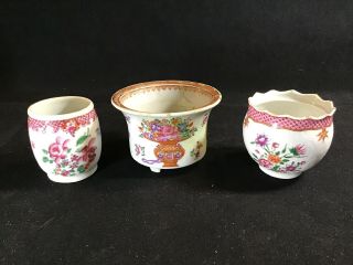 Antique Chinese Export 18th C.  Famille Rose Porcelain Bowl Pots
