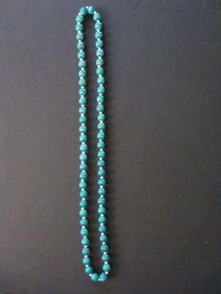 Set of 3 VINTAGE SILK Thread BEAD NECKLACE ROUND Turquoise Grey/Beige 3