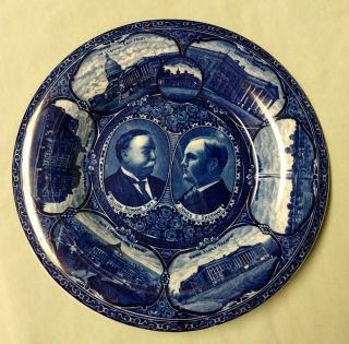 1909 The Rowland & Marsellus Co.  Staffordshire Flow Blue Plate President Taft