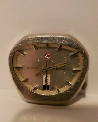 Vintage Rado Ncc 404 Mens Funky Steel Automatic Watch Day Date Face Only Rare