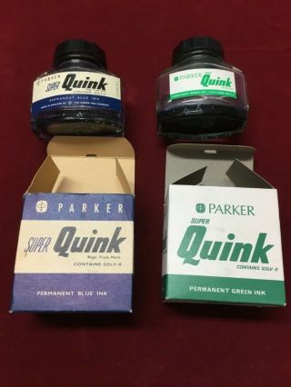 Vintage (2) Empty Ink Bottle Parker Quink