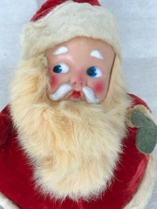Vintage Plush Roly - Poly Santa With Rubber Face And Fur Beard