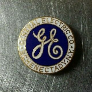 Vintage Ge General Electric Company Schenectady Ny Enamel Button Pin Pinback