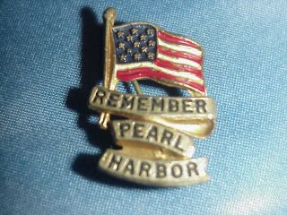 Vintage Wwii Military Remember Pearl Harbor With 13 Star Flag Old Pin Gift