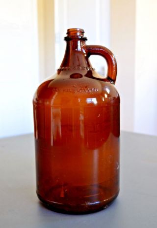 Vintage Ball Jug Jar - Amber Brown Glass - One Half Gallon Bottle