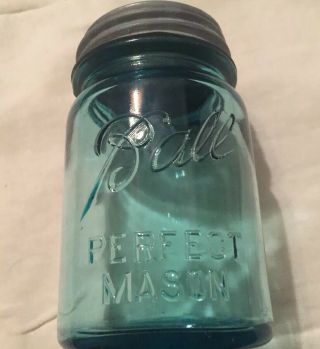 Vintage Aqua Blue Ball Perfect Mason Jar W/zinc Lid Mold 6 1923 - 1933 Pint