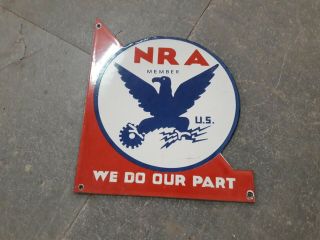 Porcelain Nra Enamel Sign Size 9 " X 8 " Inches