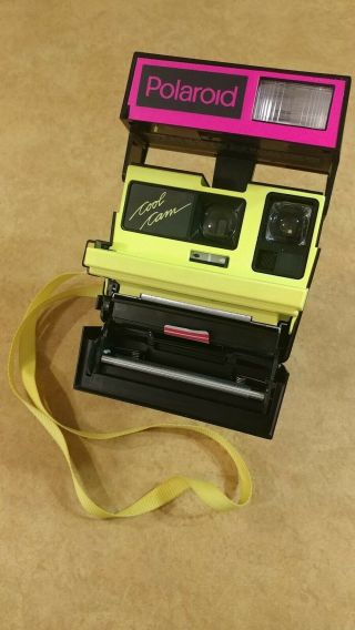 Rare Japanese Polaroid 600 Cool Cam Camera Neon Pink And Yellow Vintage Instant