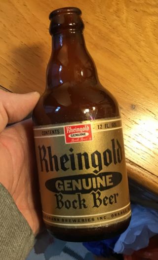 Vintage Rheingold Bock Beer Bottle Liebmann Breweries Orange Nj Advertising