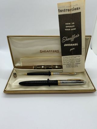 Vintage Sheaffer Snorkel Clipper Fountain Pen And Pencil 14k F5