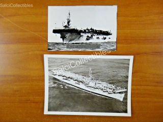 Us Navy Escort Aircraft Carrier Ship Cve88 2 Photos 5x7/4x5 Uss Cape Esperance