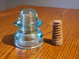 Mclaughlin 20,  Pale Green,  Glass Insulator,  4 ",  With Wood Peg.