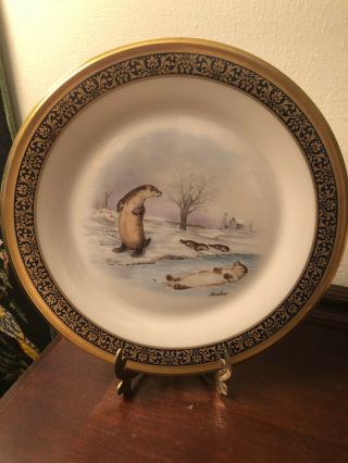 Lenox Collectors Plate By Boehm " Otters " Woodland Wildlife Series 1982