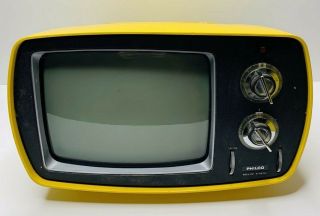 Vintage Philco Yellow Television Solid State Mid Century Electroronics Tv