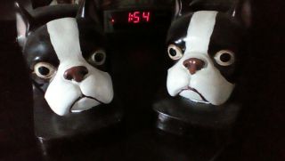 Vintage Walls Boston Terrier French Bulldog Bookends Hand Painted Japan