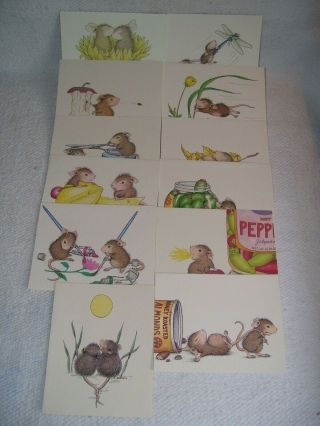 12 Vintage House Mouse Designs Greeting Cards W/envelopes Assorted Occasions