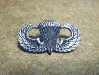Vintage Sterling Silver Us Army Airborne Paratrooper Jump Wings Badge Pin 1 1/2 "