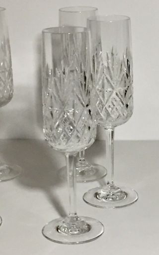 6 Bohemia Czechoslovakia Fine Cut Crystal Champagne Flute Set Toasting Vintage 2