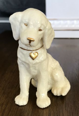Lenox Porcelain Puppy Dog Figurine Ivory & 24k Gold Accent