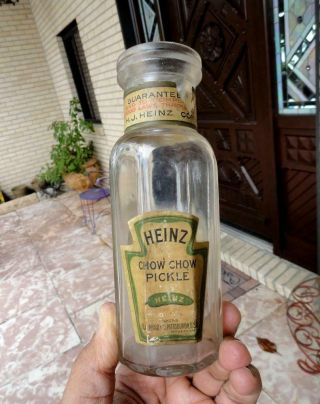 Early Heinz Chow Chow Pickle Bottle Jar Pittsburgh,  Pa 132