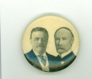 1904 President Theodore Roosevelt Fairbanks Jugate Campaign Pinback Button Bl/w