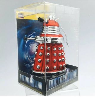Bbc Doctor Who Red Silver Dalek Robot Glass Christmas Ornament Kurt Adler