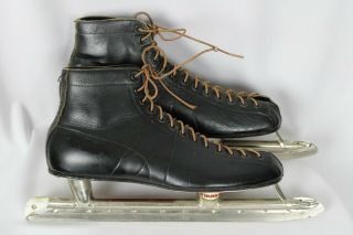 Planert Winner Bauer Vtg Brown Leather Ice Skates Canada Collectible Mens Sz 12